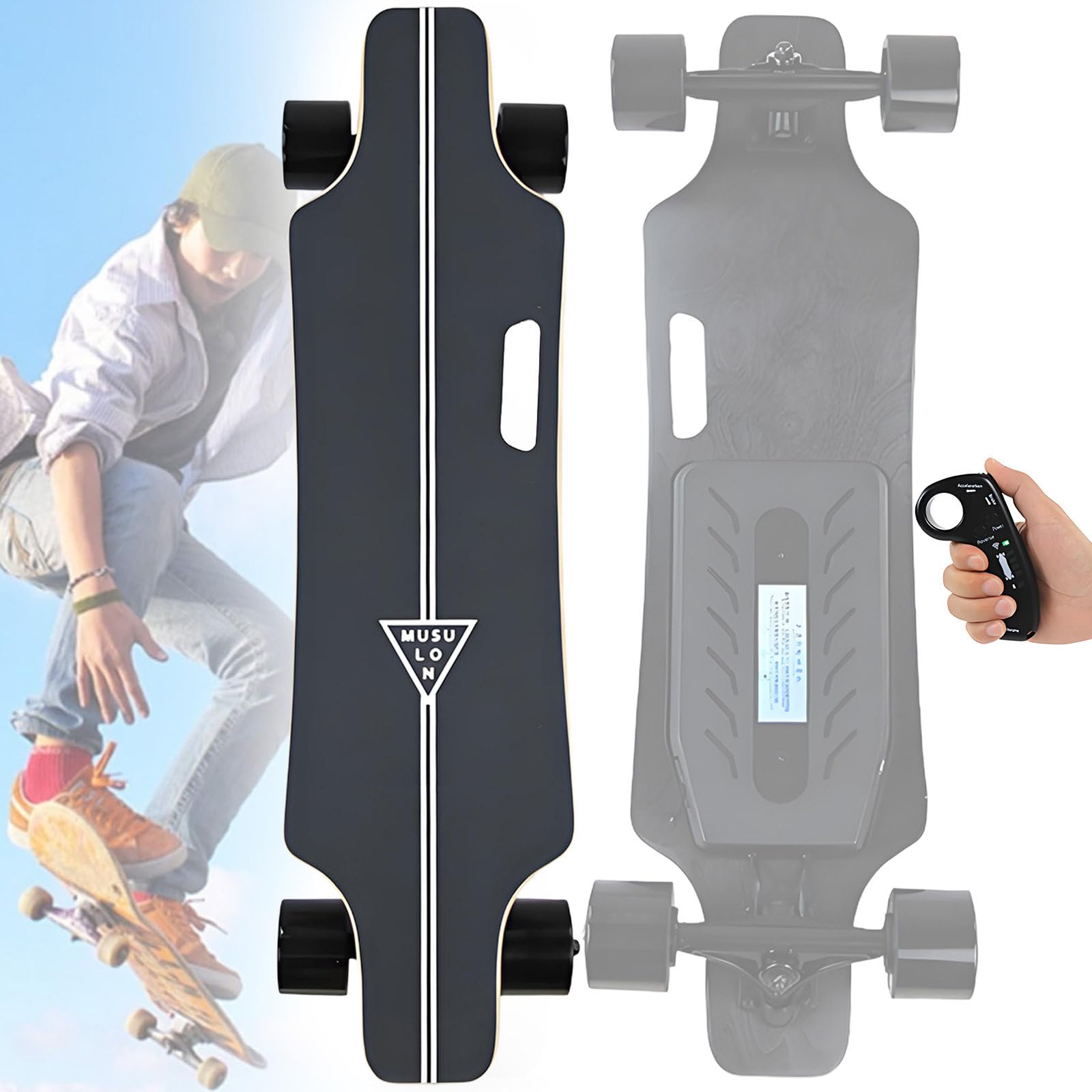 Skateboard Elettrici Professionali Fuoristrada - velocità Massima 25 Km/H, Autonomia 8 Km/15 Km, Pendenza di 15°, Carico Dall'Alto 200 Libbre 8km