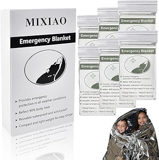 MIXIAO Emergency Foil Thermal Blanket (Pack of 6), 210 x 160 cm (82