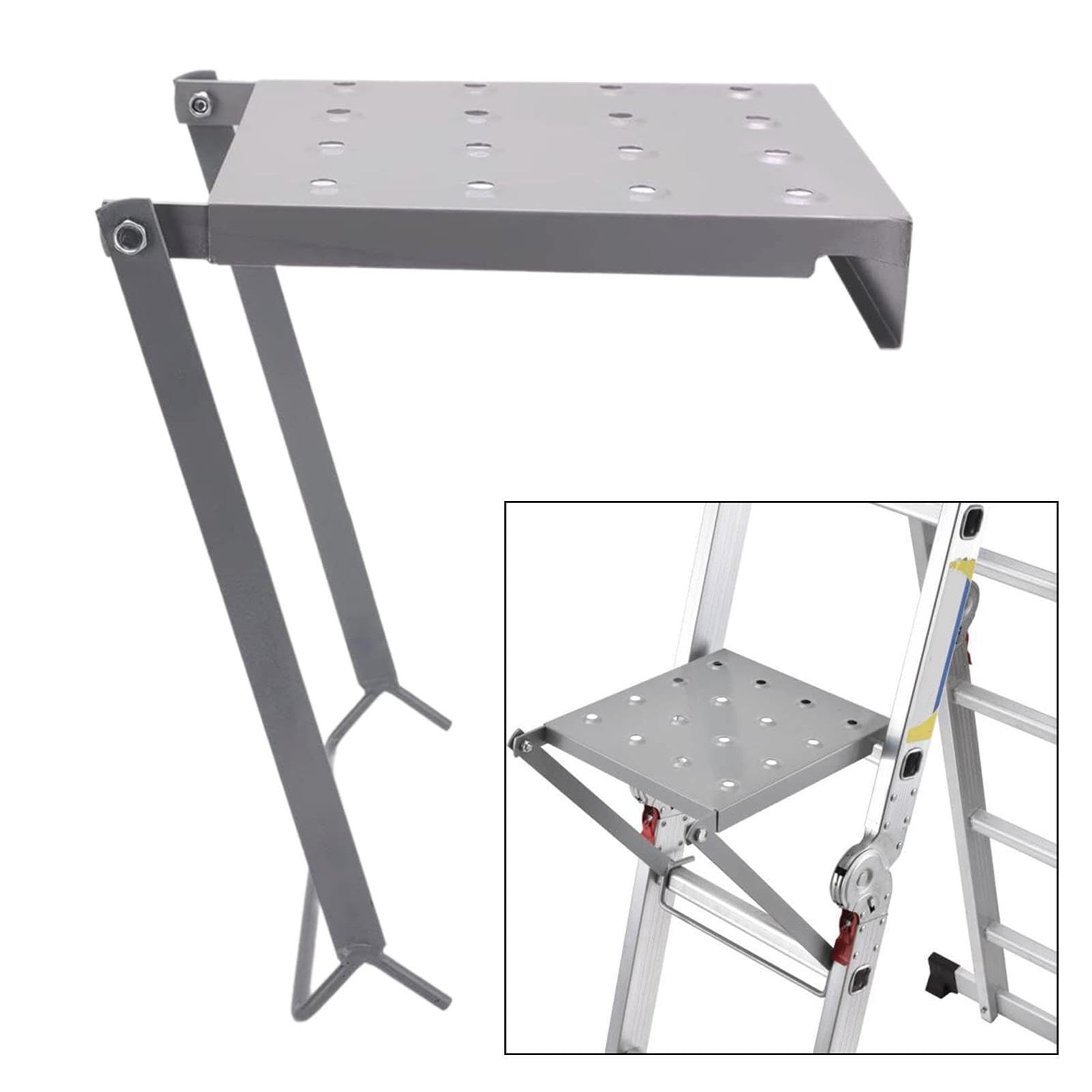 Escalera Extensible con Bandeja Plegable para Accesorios y Plataforma de Trabajo para Pintores, Antideslizante y Ahorra Espacio.