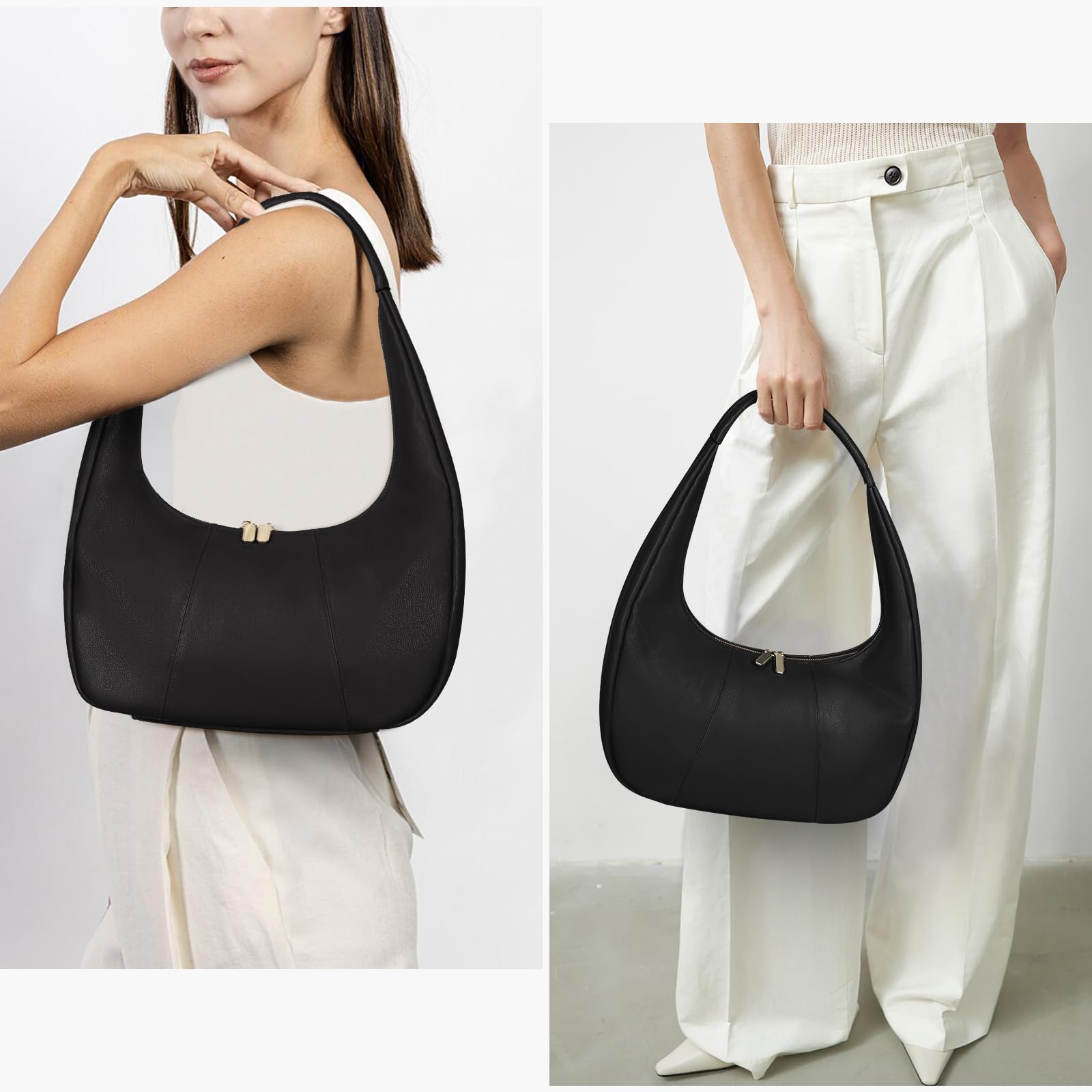 ACUYE Bolso de mano para mujer, de piel sintética, bolso de hombro para mujer, bolso de mano de cuero moderno de media luna