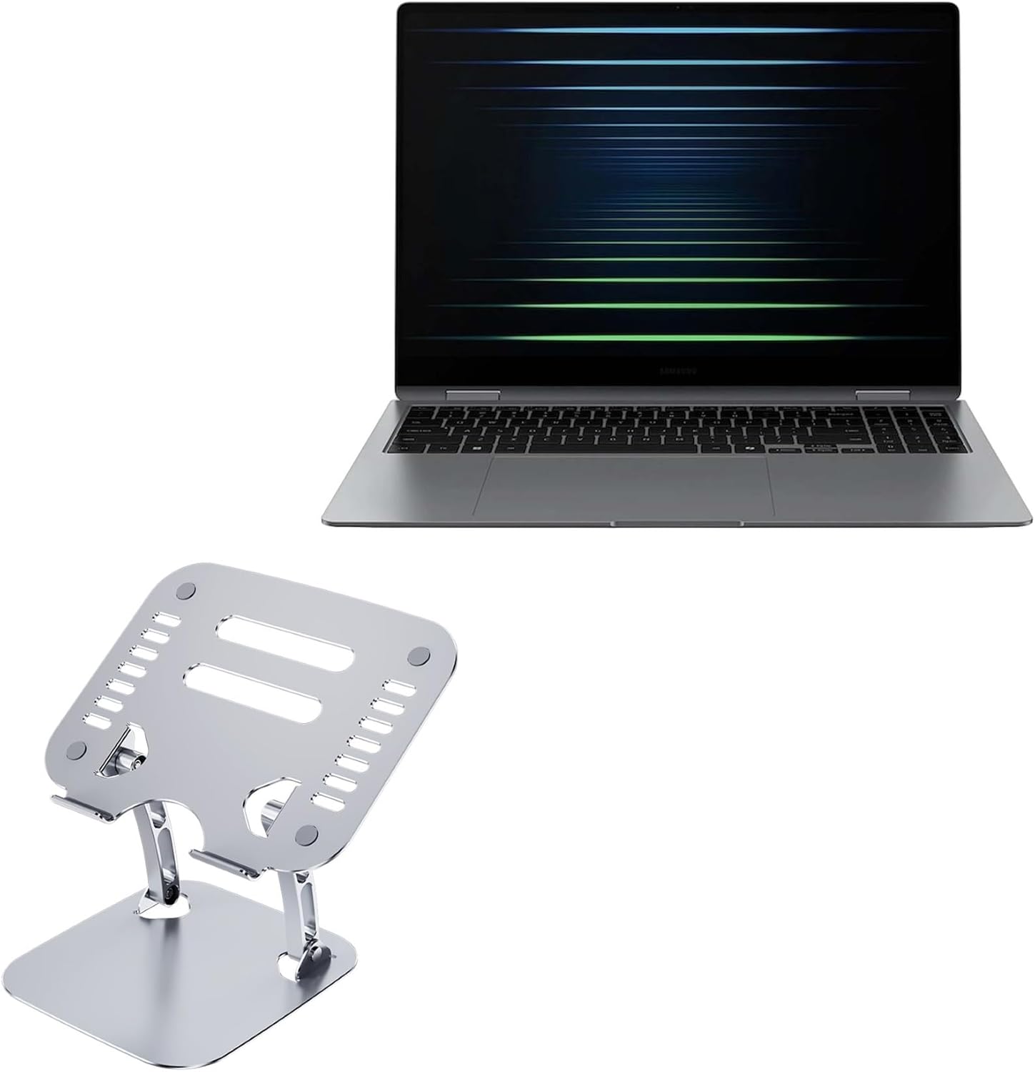 BoxWave Stand and Mount Compatible with Samsung Galaxy Book5 Pro (Without Touchscreen 14 in) - Executive VersaView Laptop Stand, Ergonomic Adjustable Viewing Angle Metallic Riser - Metallic Silver