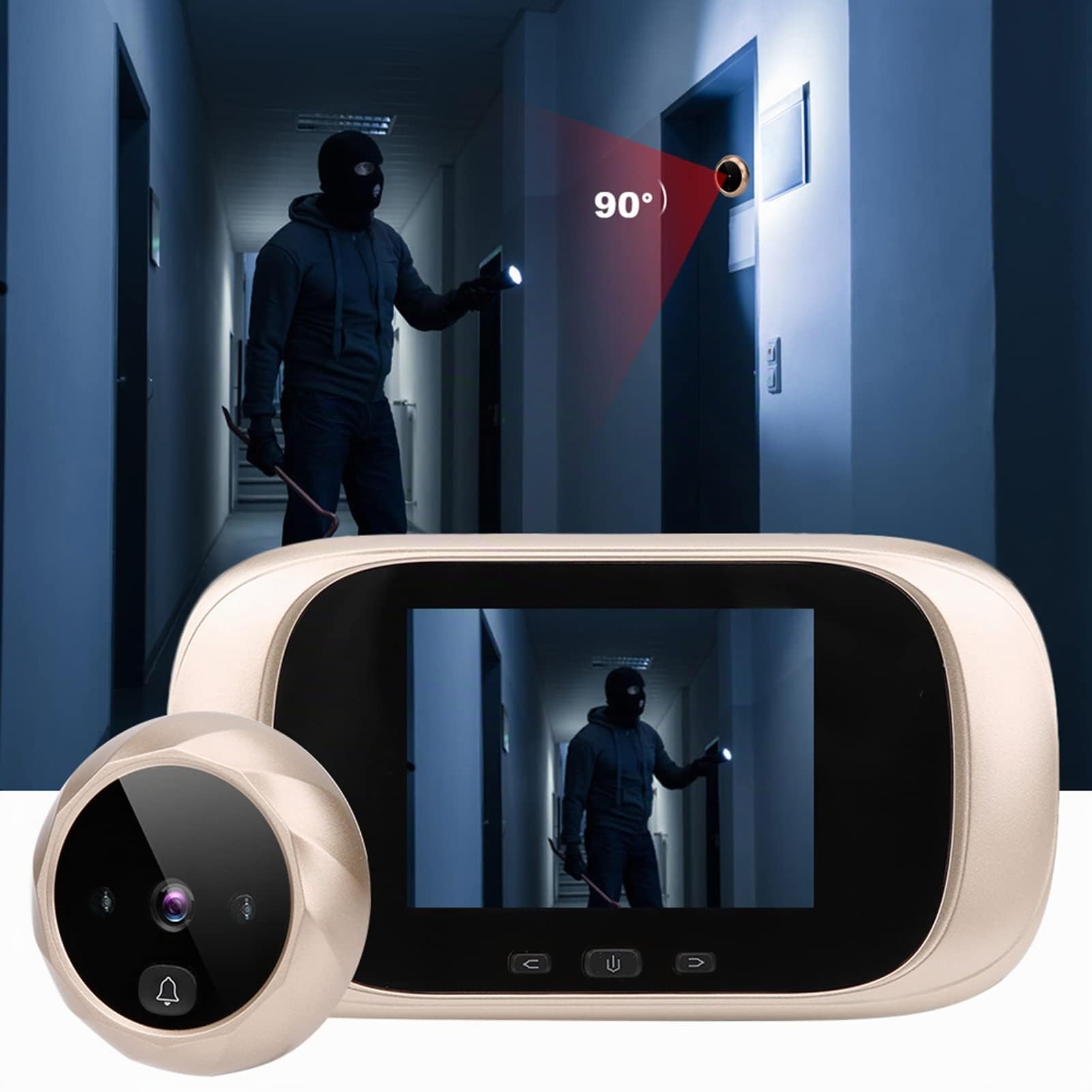 Spioncino digitale, videocitofono intelligente, display LCD 2,8 pollici Visualizzatore visivo della porta con visione notturna a infrarossi 90 grandangolo
