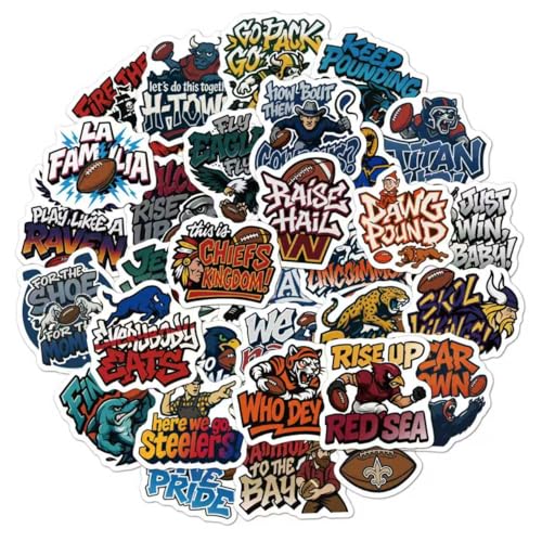 32PCS American Football Team Slogans Mottos Designed Stickers Pack Sport Meme Vinyl Waterproof Water Bottle Flask Skateboard Helmet Laptop Bicycle Toys Cards Decoration Gifts Decal