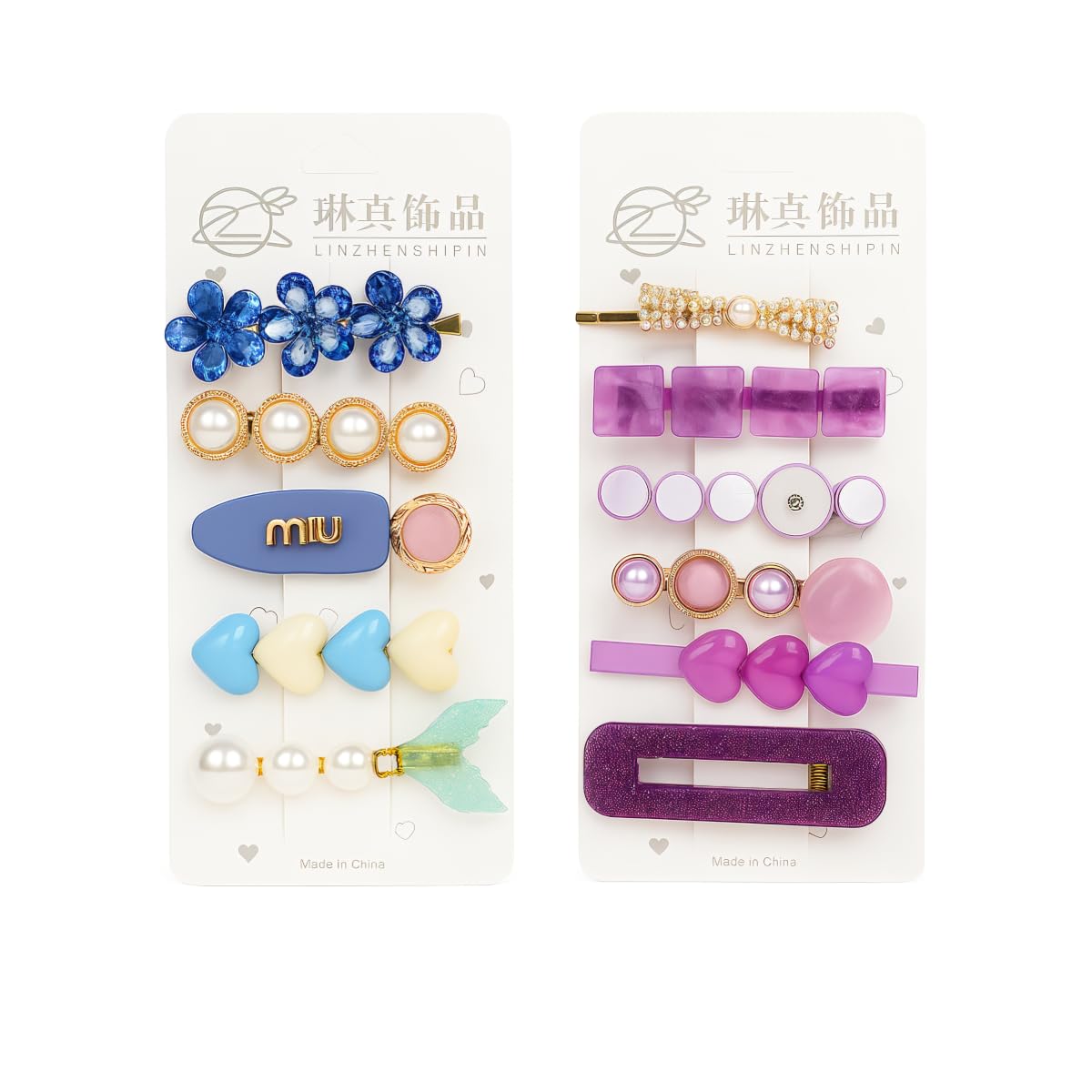 Mintlyjet Korean Fashion Style Pearl Rhinestone Metal Hair Clips Hair Pin Stylish Hair AccessoriesSet, Bands, Pearls, Crystals, Blue, Pink, Purple Shades (Multicolor)