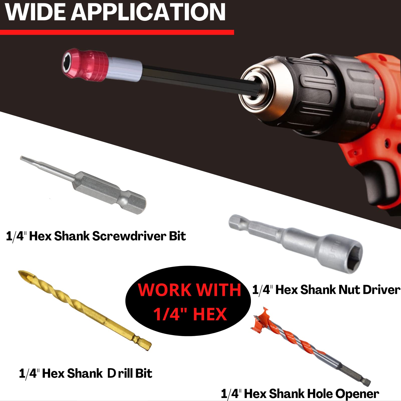 Heavy Duty Hex Shank Screw Impact Hex Shank Magnetic Drill Bit Holder ...