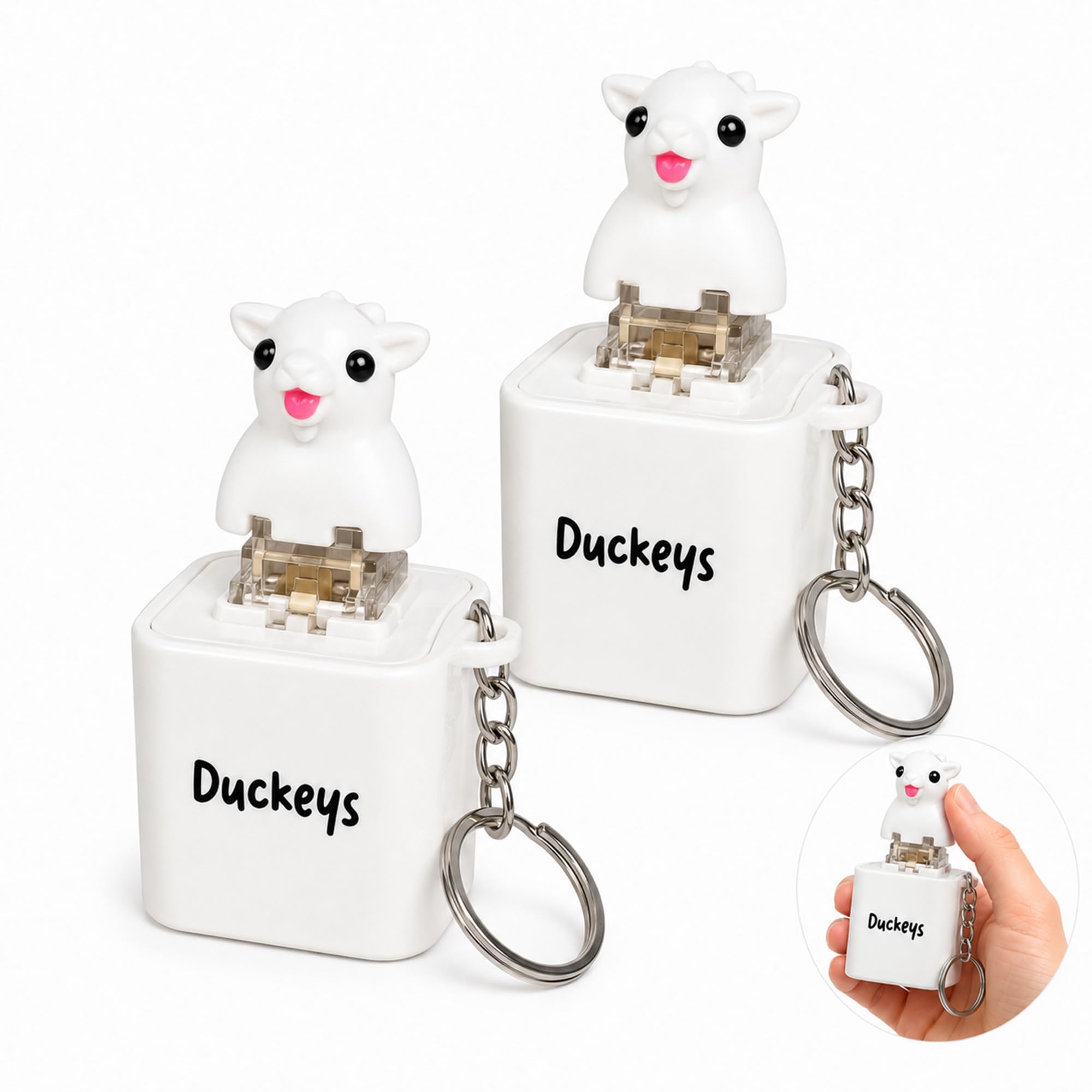 2 Pcs Goat Button Keychain, Portable Funny Press Activated LED Light and Sound，Goat