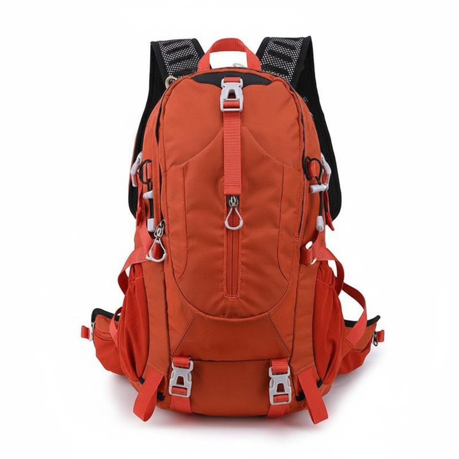 Large Capacity Hiking Backpack Wear Resistant Lightweight Travel Backpack Water Repellent Camping Daypack Breathable Back Panel for Hikers, Travelers, Campers, Red Orange-image-38