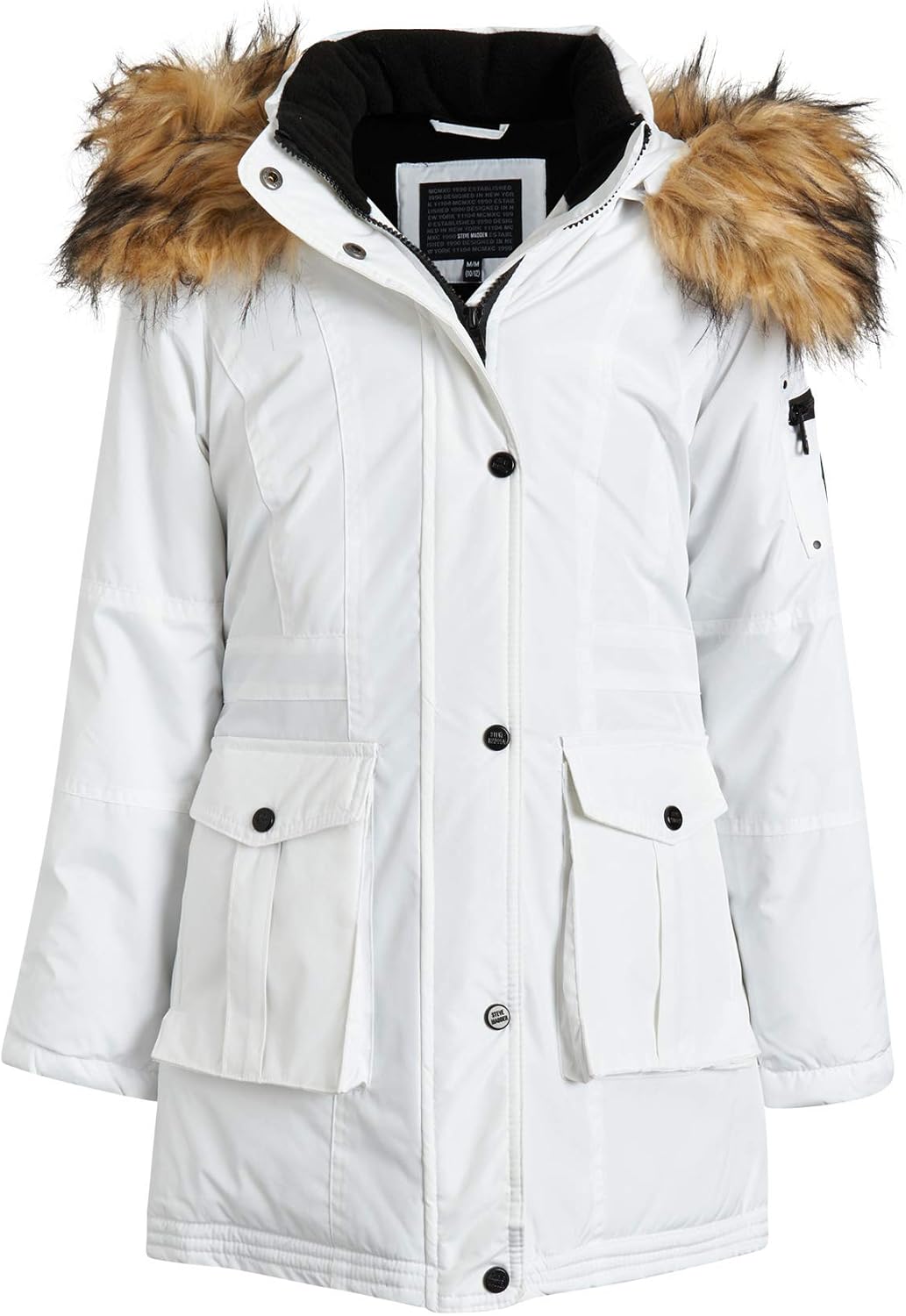 Steve Madden Girls' Jacket - Full Length Quilted Bubble Puffer Coat, Fur Trim Hood (7-16)