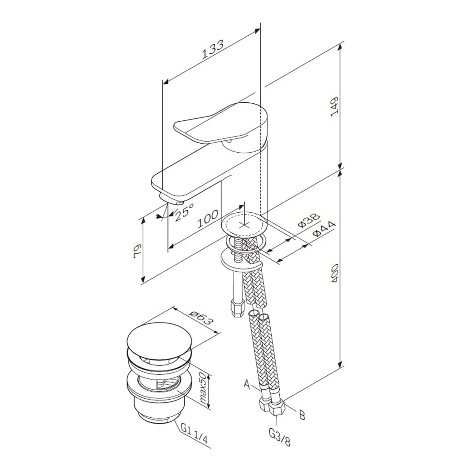 AM.PM – Robinet Salle Bain FXA82100, Mitigeur Lavabo Chromé avec Bonde Clic-Clac, Robinet Lave-Main Taille S