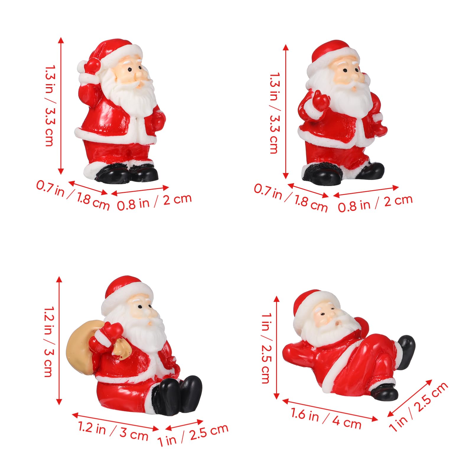 VANZACK 12piezas Adornos Navideños De Resina Decoración del Hogar Muñecas De Resina Adornos De Papá Noel para Oficina Casa Figuritas Navideñas De Papá Noel