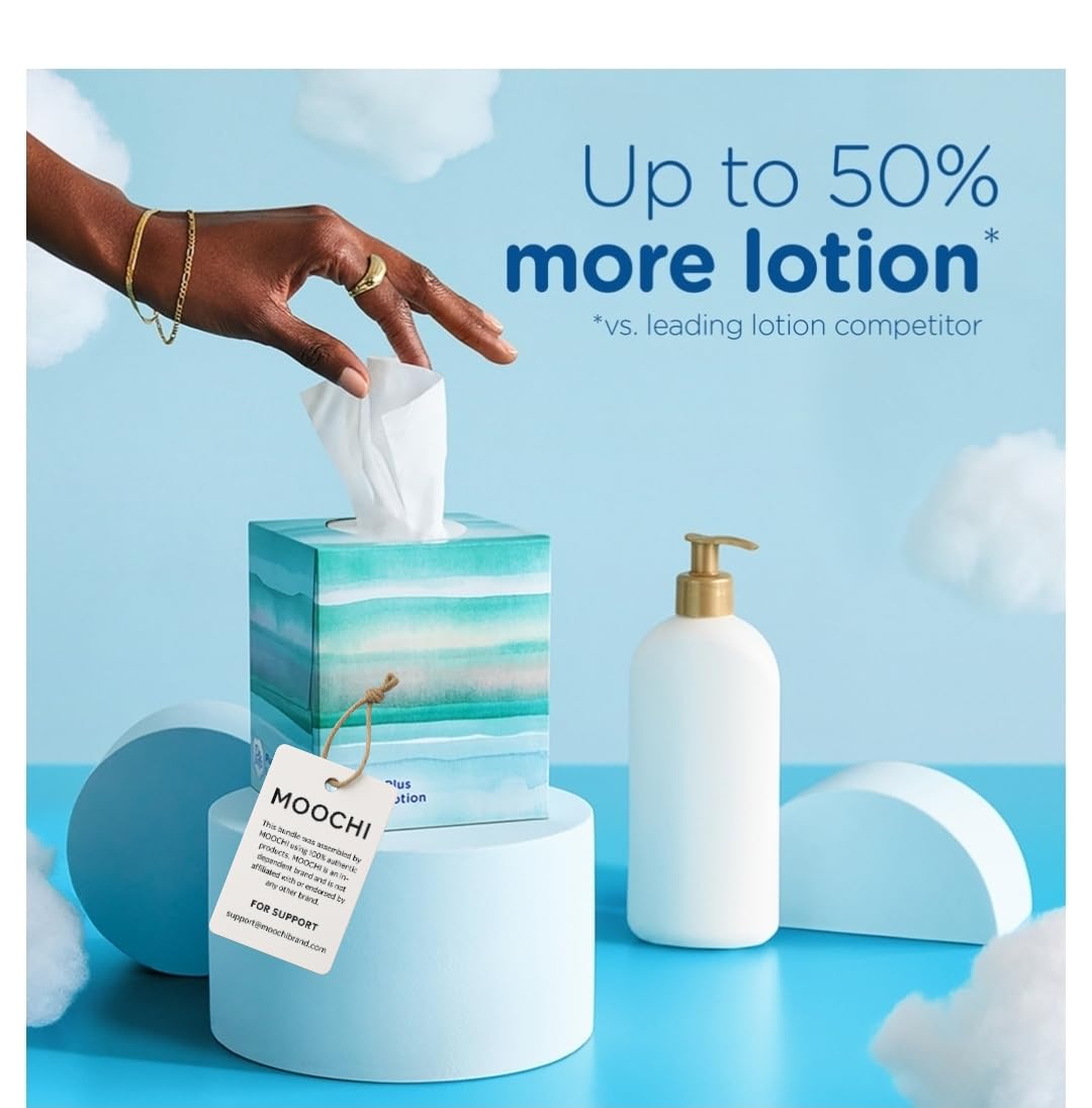 Puff- Plus Lotion Facial Tissue Pack – 12 Boxes (864 Tissues Total), Soothing & Gentle – Custom Bundled by MOOCHI