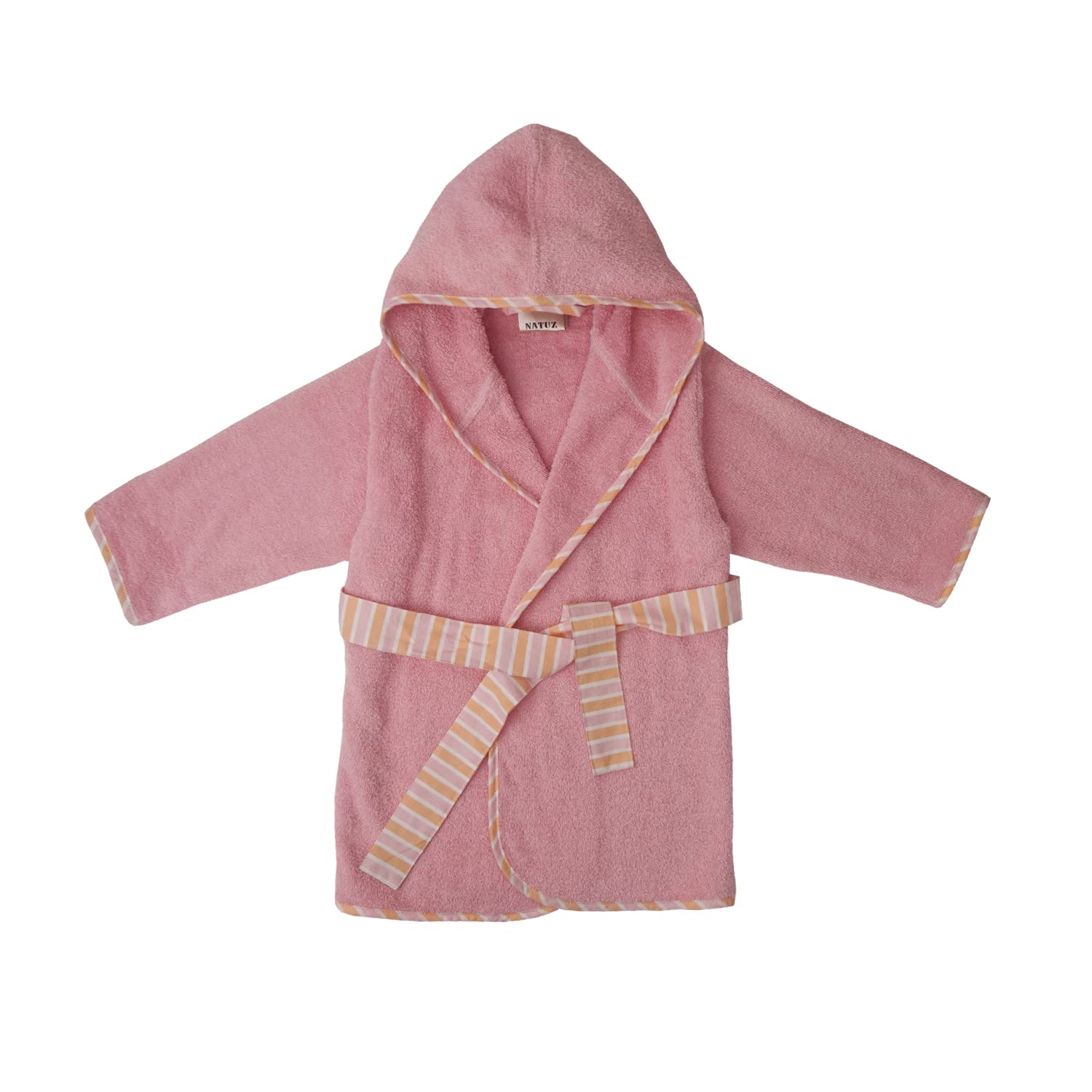NATUZ Toddler Bathrobe Hooded Cover up Cotton Towel Soft Touch Baby Robe 3-5T Absorbent Infant Gown Child Girl Sleepwear Homewear Beach Pool Robe