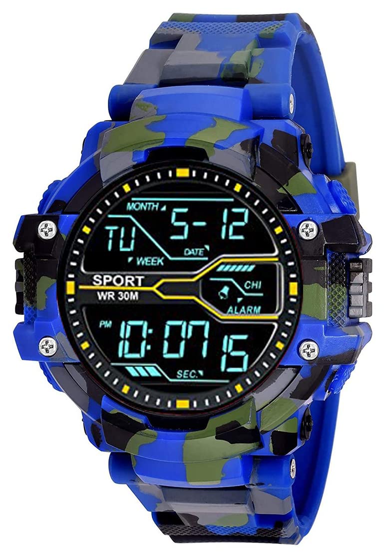 Acnos Polyurethane Premium Brand - Multi Functional Sports Digital Blue Color Black Dial Men Watch, Blue Band (B09WYY3HJX) Amazon Price History, Amazon Price Tracker