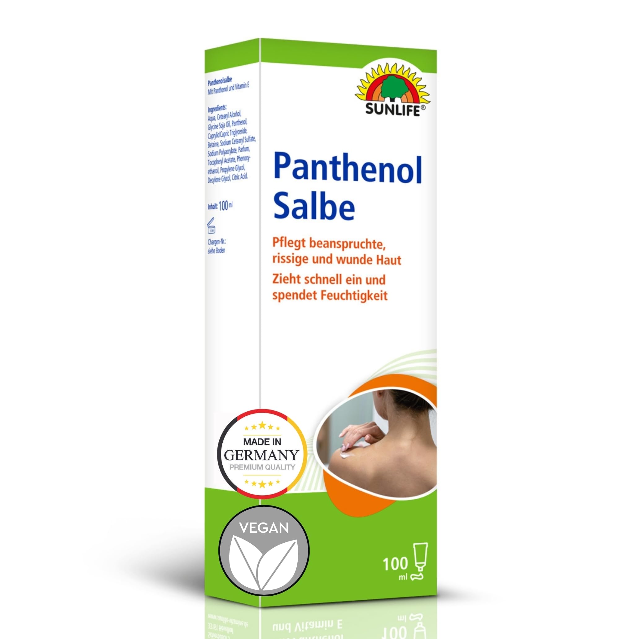SUNLIFE Panthenol Schutz- Pflegesalbe 100 ml- Salbe mit Panthenol & Vitamin E- Creme für rissige & wunde Haut- Panthenol Salbe für empfindliche Haut geeignet- Wundsalbe