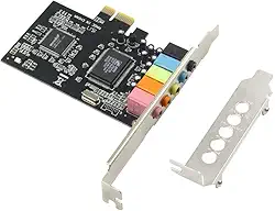 Placa de som PCIe 5.1 interna para PC Windows 8 7 com suporte de perfil baixo, placa de áudio PCI-e estéreo 3D, chip CMI8738 de 32/64 bits, adaptador PCI Express