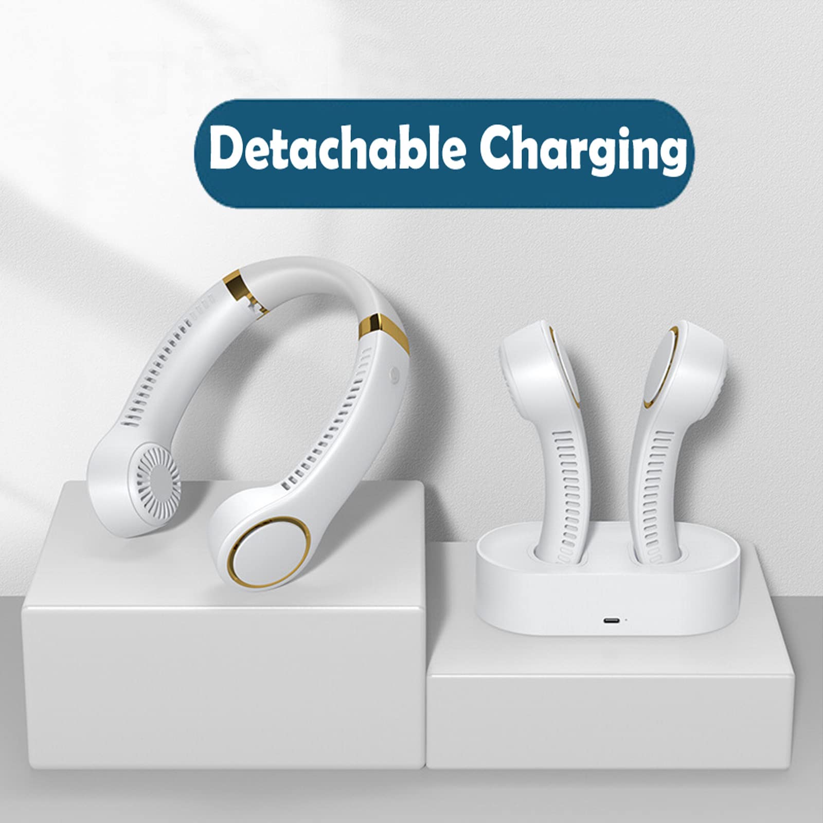 Tragbarer Halsventilator – 3 Geschwindigkeiten, Verstellbar, 4000 MAh Akku – Freihändige Kühlung Für Sport, Reisen & Outdoor
