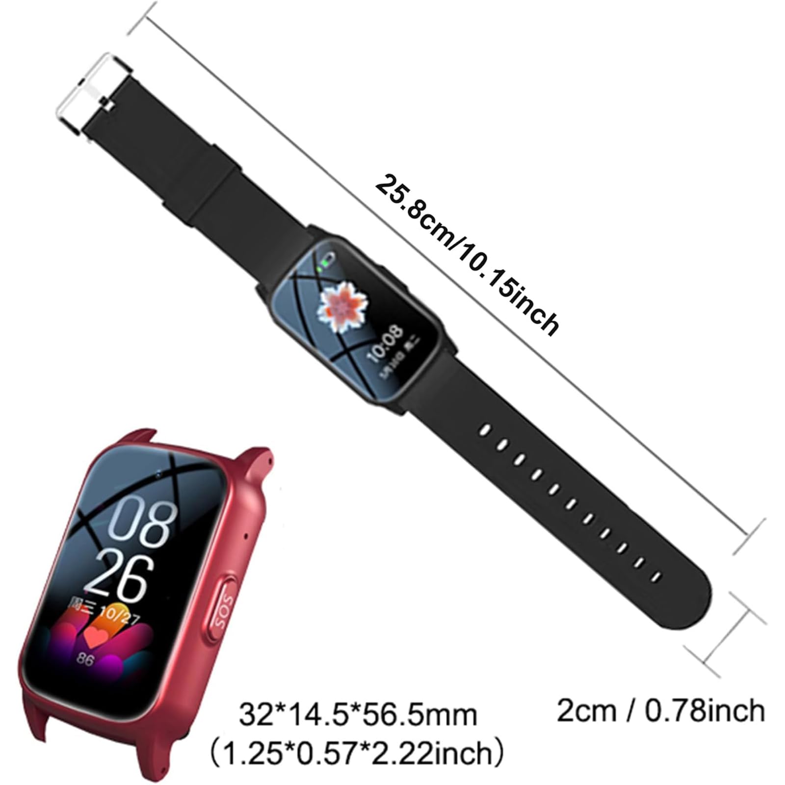 Orologio di sicurezza per anziani con pulsante SOS, chiamata vocale HD, impermeabile, rilevamento di cadute per protezione di emergenza