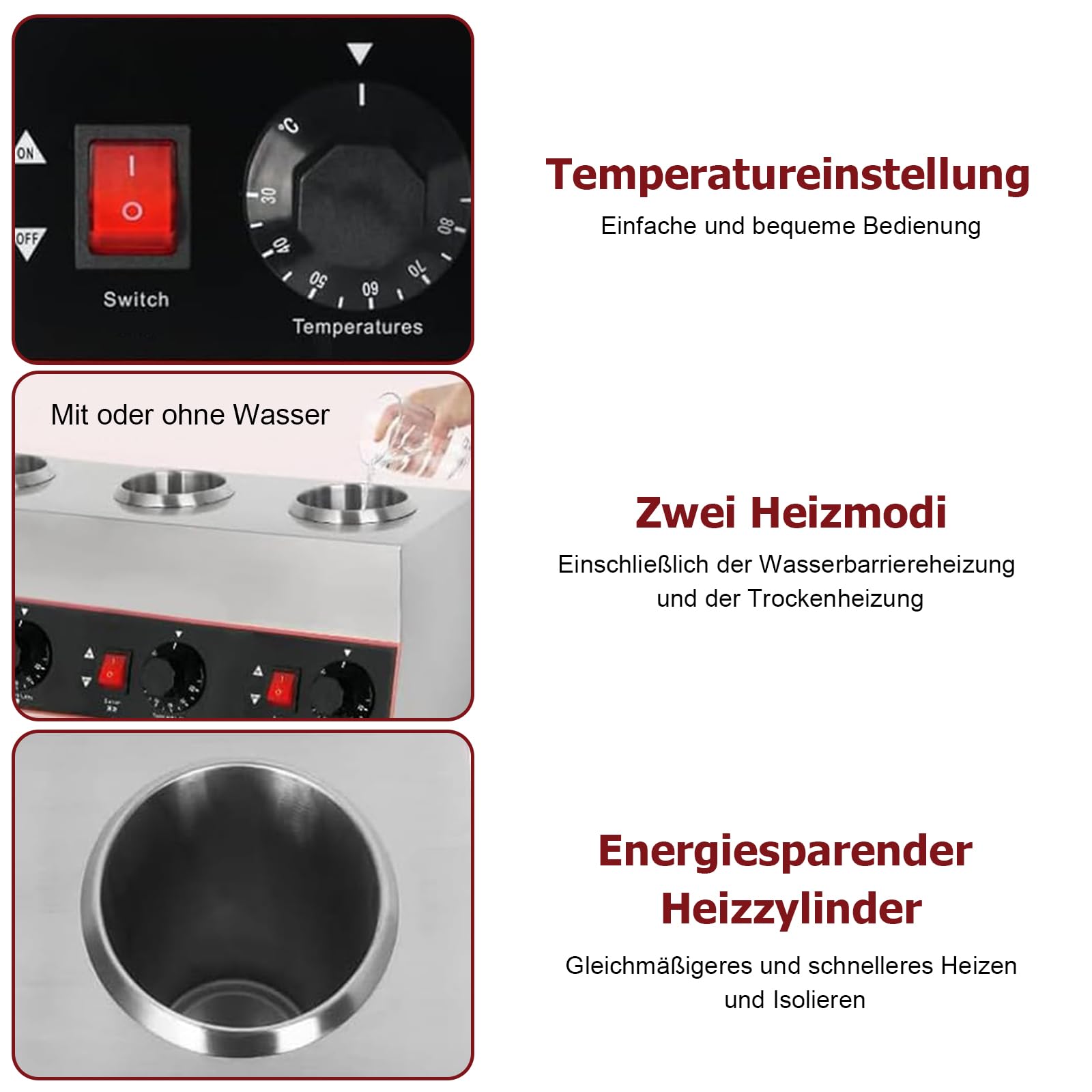 Calentador de salsas eléctrico comercial con botella de 650 ml, dispensador de salsa de queso eléctrico comercial, control de temperatura, para calentar chocolate, mantequilla y mermelada (30 – 85 °C)