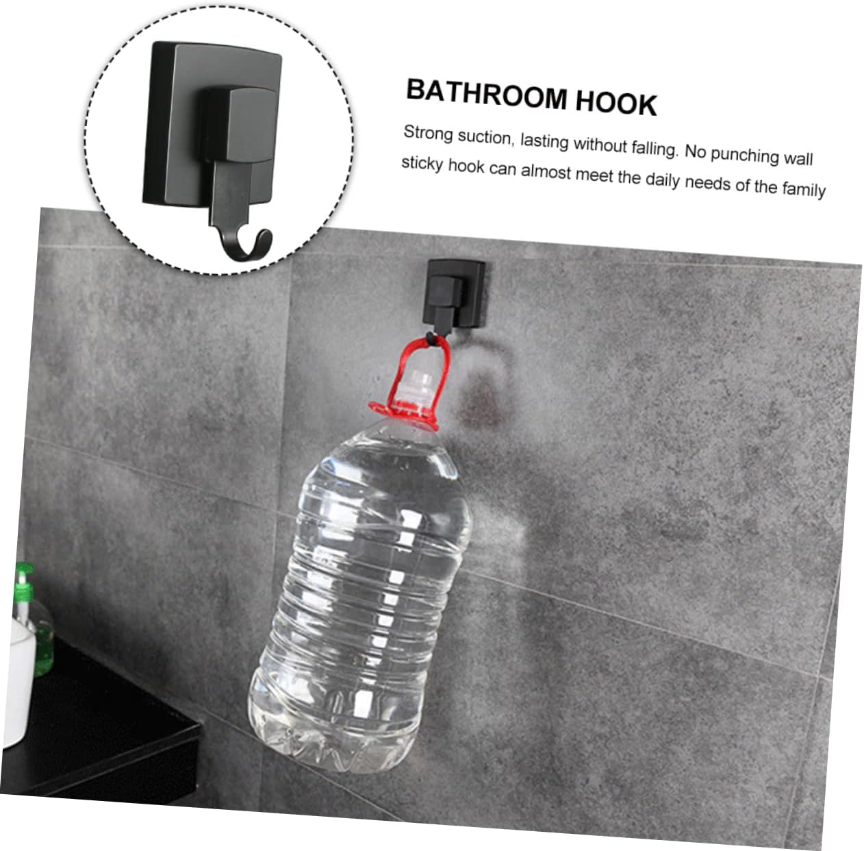 STOBOK 3pcs Non-Punching Household Hook Traceless Wall Hanging Hook for Towels Keys and Clothing Strong Vacuum for Bathroom and Kitchen Black