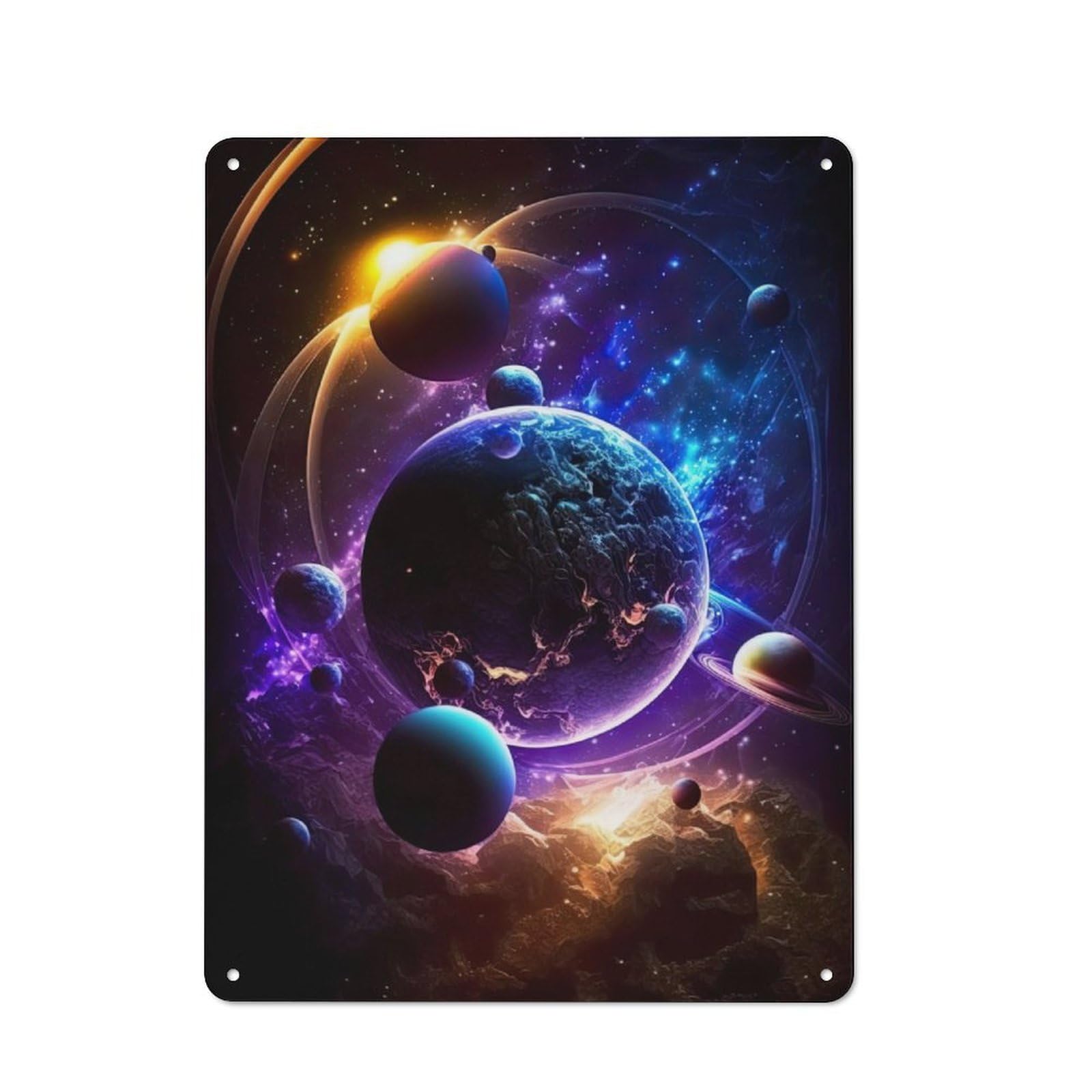 Junmoney Neon Nebula Nightscape Vintage Tin Sign 40X30cm With For Guest Room Or Hallway, Suited To Wall Displays In Guest Rooms And Hallways
