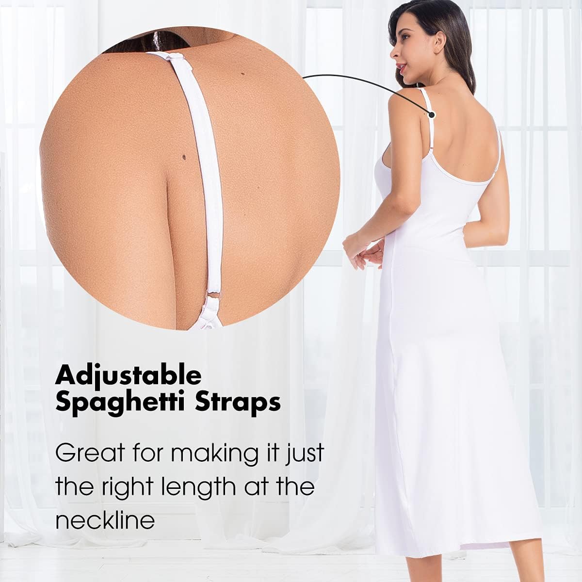 Subuteay Full Slip for Women Under Dresses Spaghetti Straps Long Slips Dress - Image 4