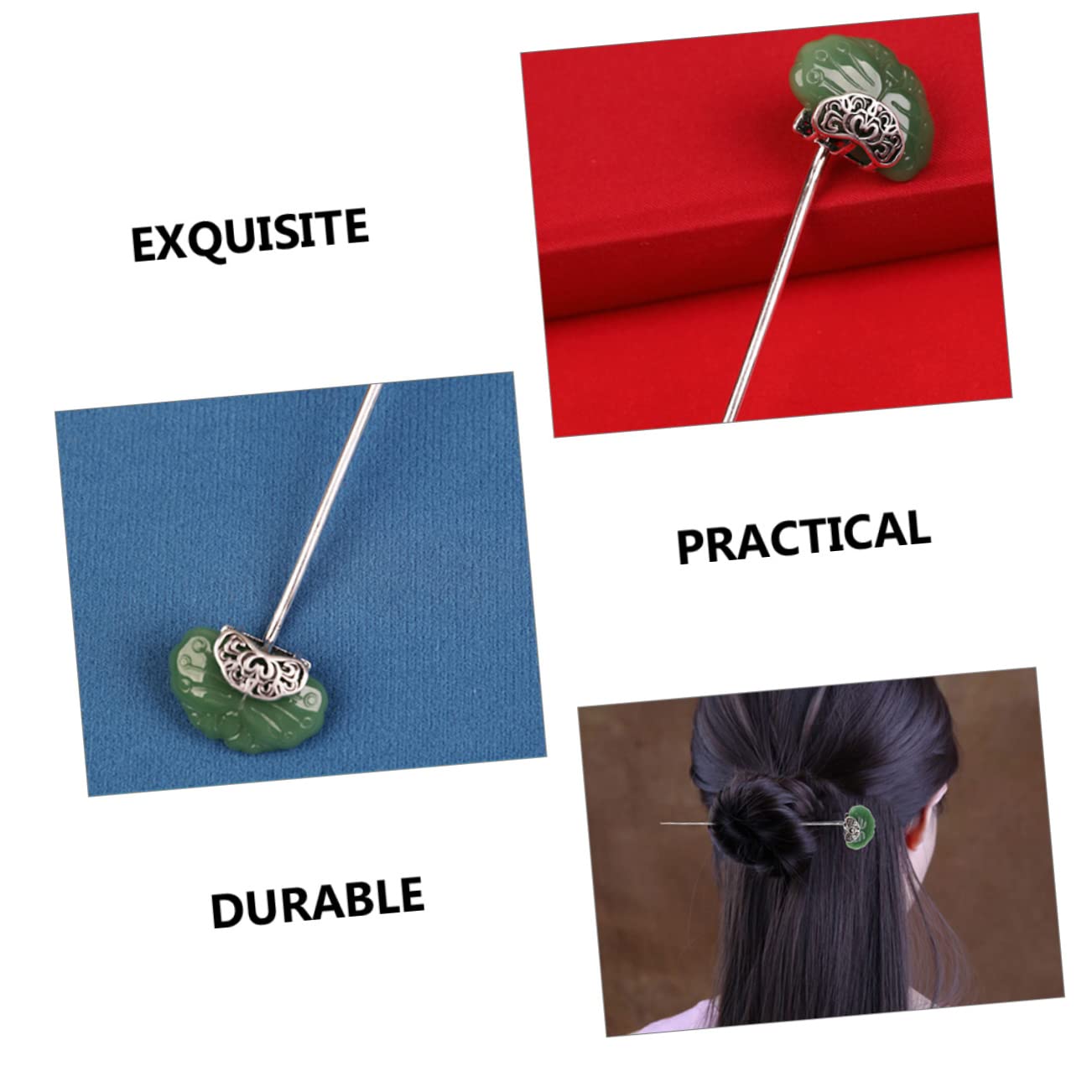 FOMIYES 5 Piezas De Palillos Para El Cabello De Ágata Para Mujer Accesorio Chino Para El Cabello Pasador Para Moño Diseño Floral Palillos Negros Para Moños.