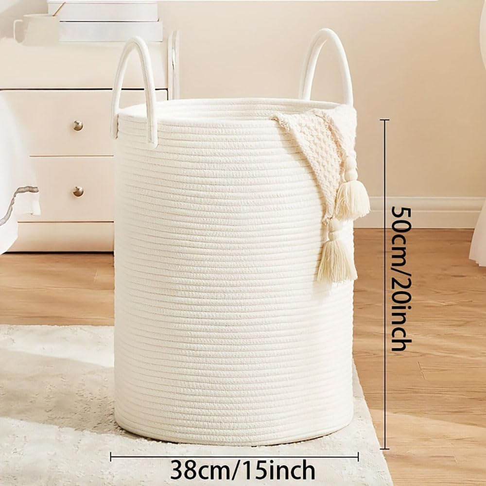 Laundry Basket, Blanket Basket for organizing Décor and Toys, Clothes Hamper, Perfect for Baby and Kids Room Nursery, Bedroom - Image 2