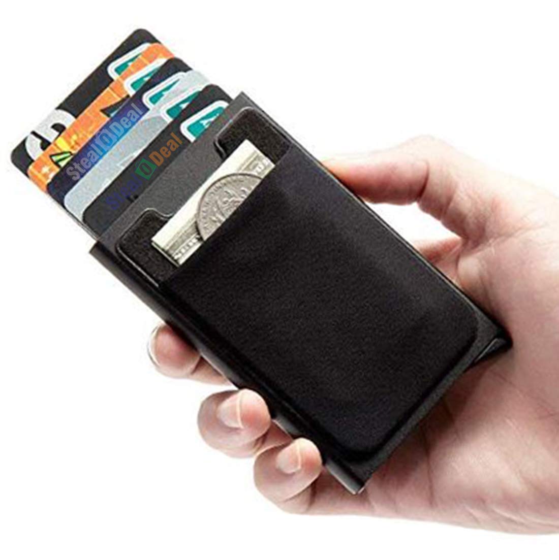 Stealodeal Metal Unisex RFID Blocking Card Holder(black)