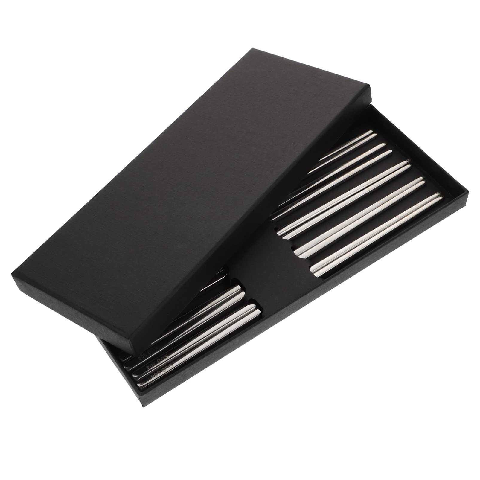 5 Pairs Stainless Steel Chopsticks Long Chopsticks Lightweight Chopsticks Non-slips Chopsticks Kitchen Supply Food Serving Chopsticks Food Chopsticks Portable Spiral Chopsticks