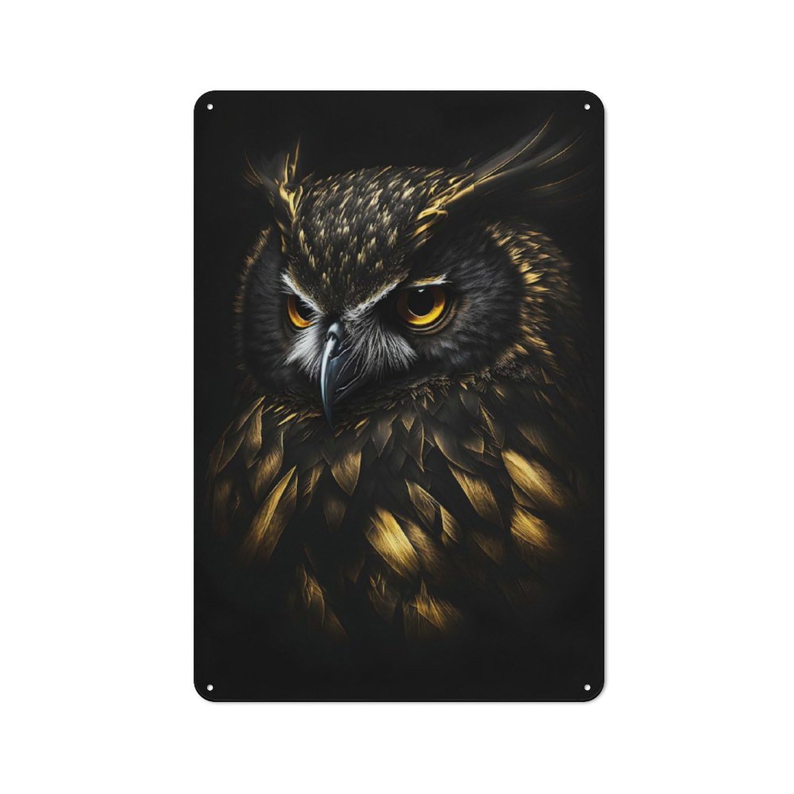 Junmoney Style-1 Vintage Tin Sign 30X20cm With Owl Black Gold For Home Bar Wall, Metal Sign Decor For Home Bars And Entertaining Spaces