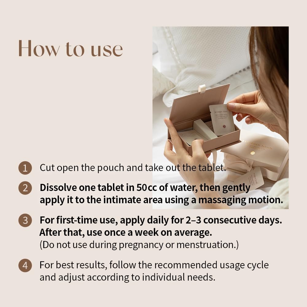 Revirgingung Feminine Cleanser Tablets I Herbal Y-Zone Intimate Wash with Collagen & Probiotics I Low-Irritation V Cleanser for Women (14 Tablets) Made in Korea
