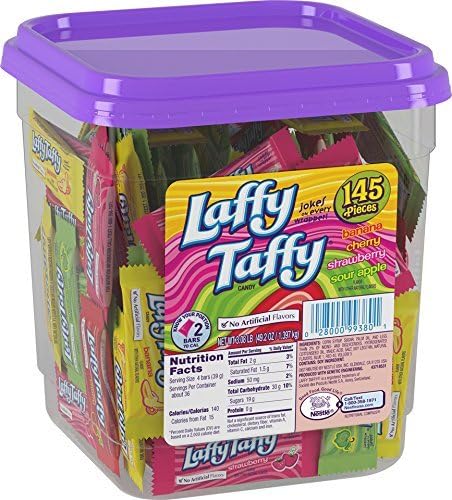 Wonka Laffy Taffy Fruit Flavoured Chewy Sweet Tubs - Assorted (145 Pieces)