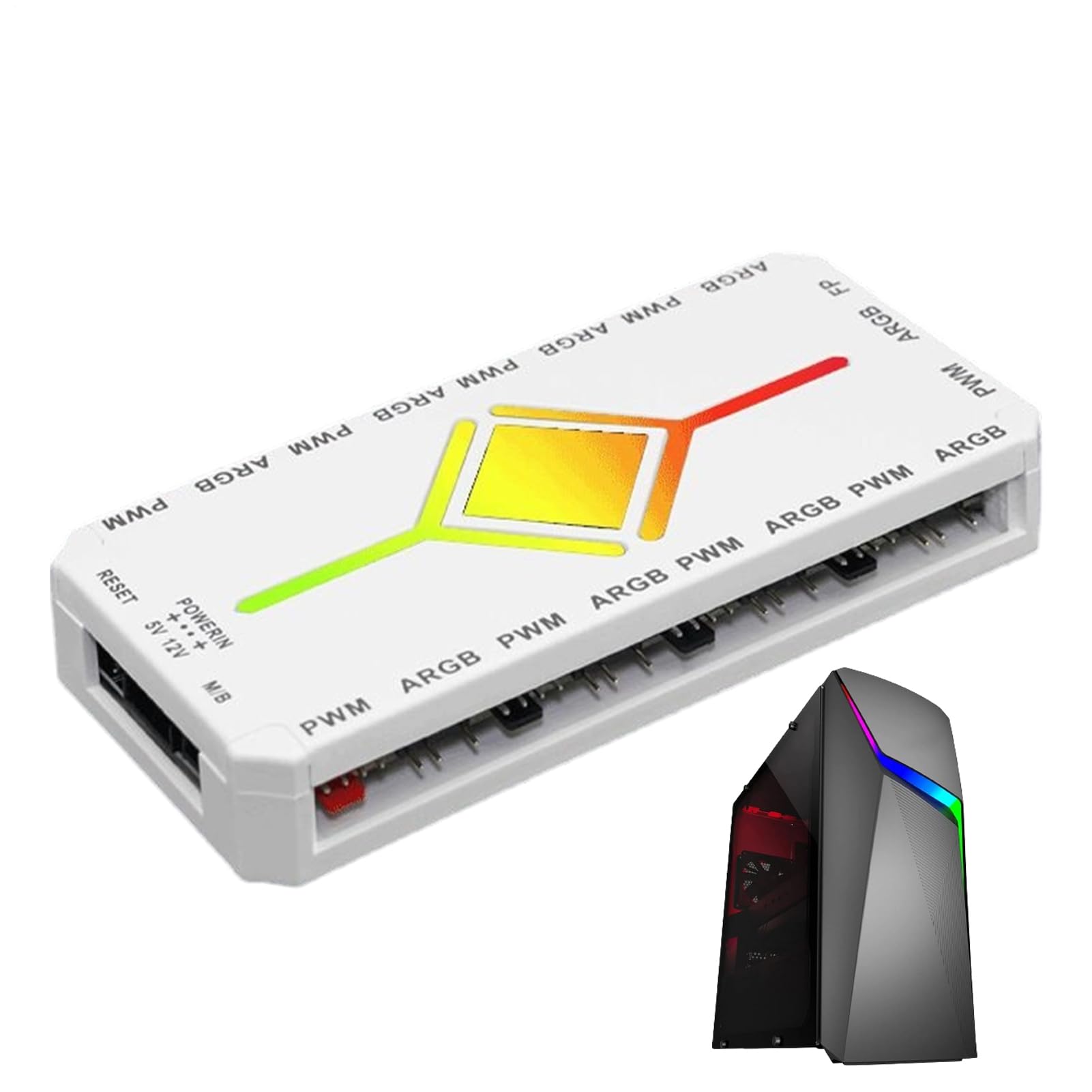 RGB direccionable: ventilador ARGB PWM divisor magnético | Hub LED de PC con control remoto inalámbrico | para sala de juegos, teatro en casa, escritorio, sala de juegos, , dormitorio, así como