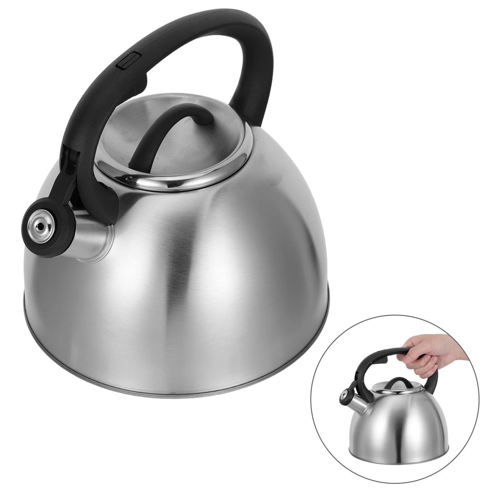 Luxshiny Hervidor de Agua Silbante de Acero Inoxidable de 3l con Mango Ergonómico y Superficie Pulida para Camping y Apartamentos