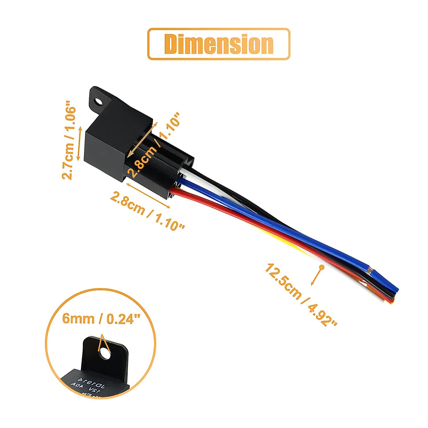 JD-1914 5 Pin DC 12V 40A Relay Truck Van Motorcycle Boat Multi Purpose Automotive Relay Heavy Duty Standard Relay for Car Motor, Auto Universal Relays with Harness