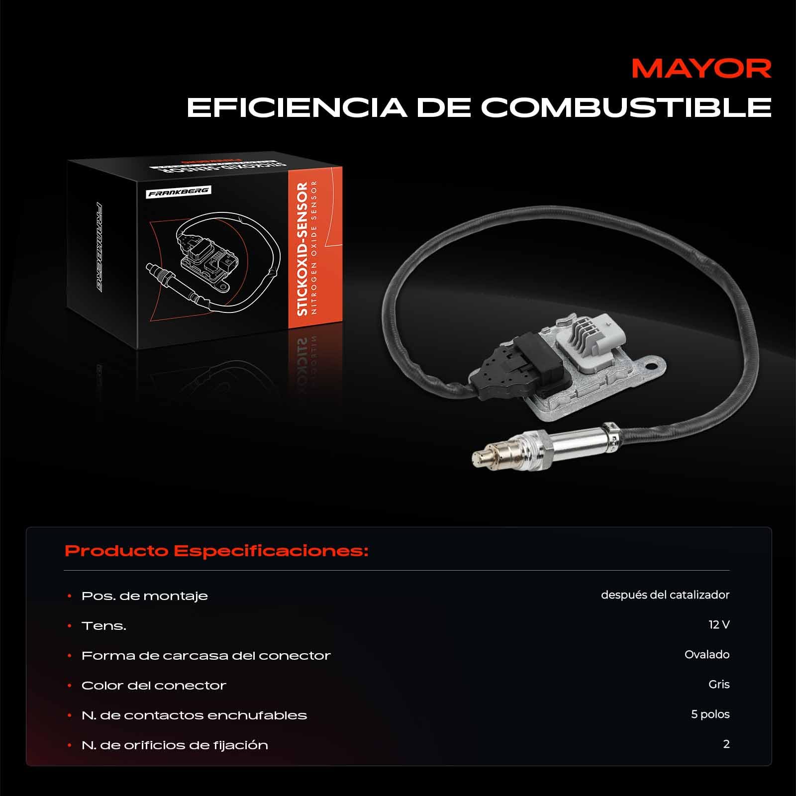 Frankberg Sensor de NOx 5 Polos 9678570780 | Compatible con: C4 II NC, DS5, C3 Aircross II 2C 2R, 308 II L3 LB LH LP LW, 2008 I CU, DS3 Cabriolet SB