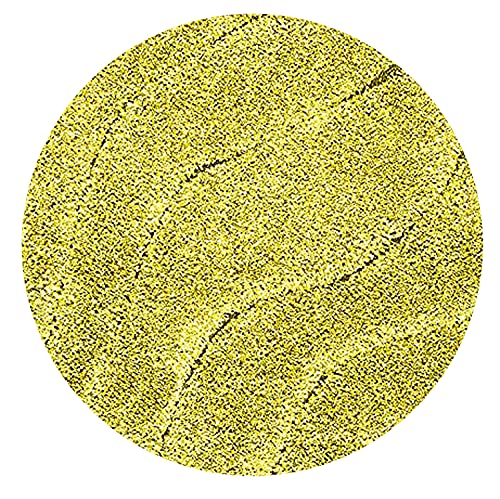 Image of Textured Wave Round Shaggy Carpet for Living Room, Bedroom, High Low Design Finish Microfiber 1.8 Inch Pile High, 5x5 Feet Yellow|Yellow Color