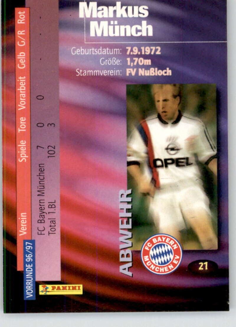 Amazon.com: 1996-97 Panini Bundesliga Collection #21 Markus Munch