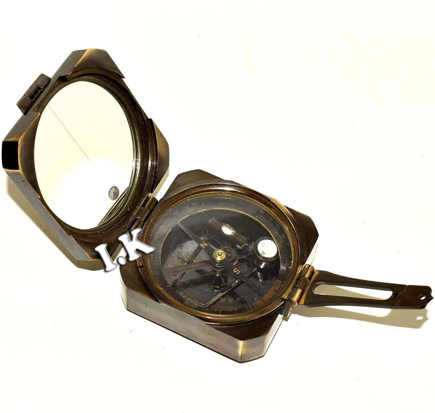 Nautical Brunton Compass Vintage Bronze Marine Functional Navigation Kelvin & Hughes 1917 Brunton Compass Gift Décor-image-7