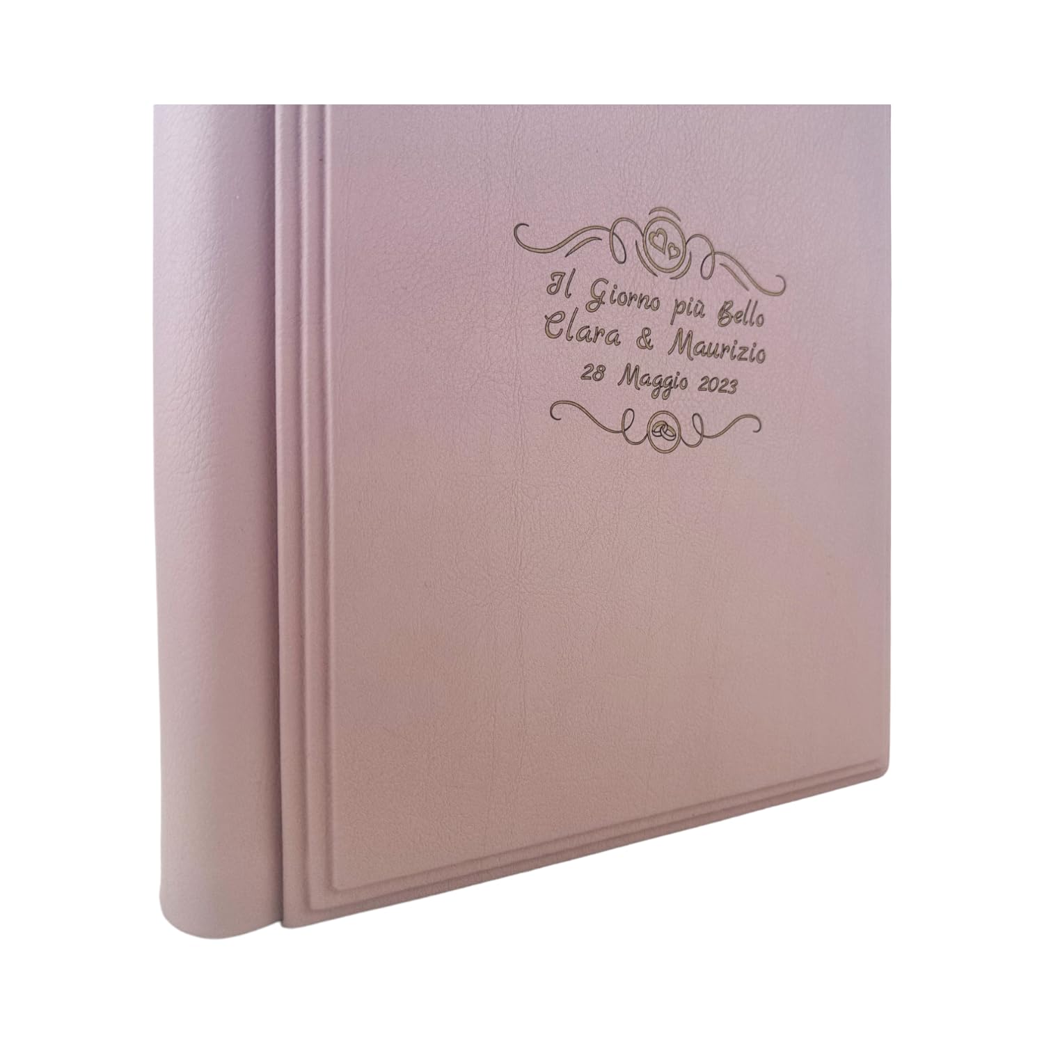 Album fotografico - Elios Soft - produzione artigianale in similpelle, personalizzabile con incisione. Ideale per Matrimonio, Anniversario, tutti gli eventi (Rosa)