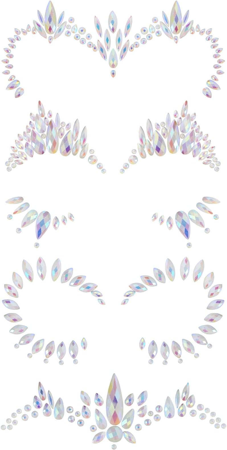 Face Gems Glow in the Dark 4 Pack (UK COMPANY) Halloween Face Stickers Set Festival Accessories Face Jewels