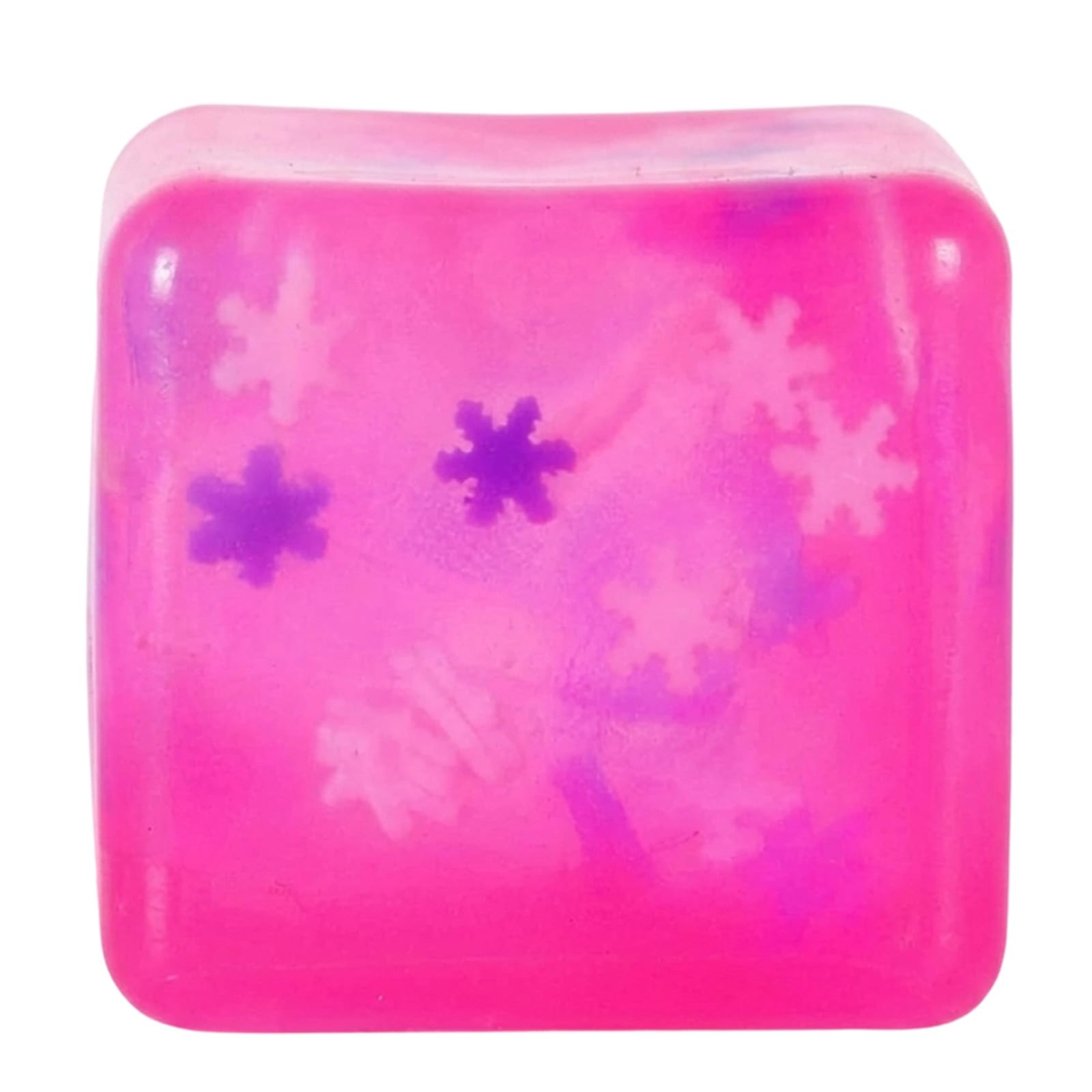 Pink Ice Cube Stress Toy 3cm, Mini Square Sensory Squeeze Toy with Snowflake Pattern, Portable Soft Relax Toy for Anxiety Relief, Focus Enhancement & Daily Fidget Use