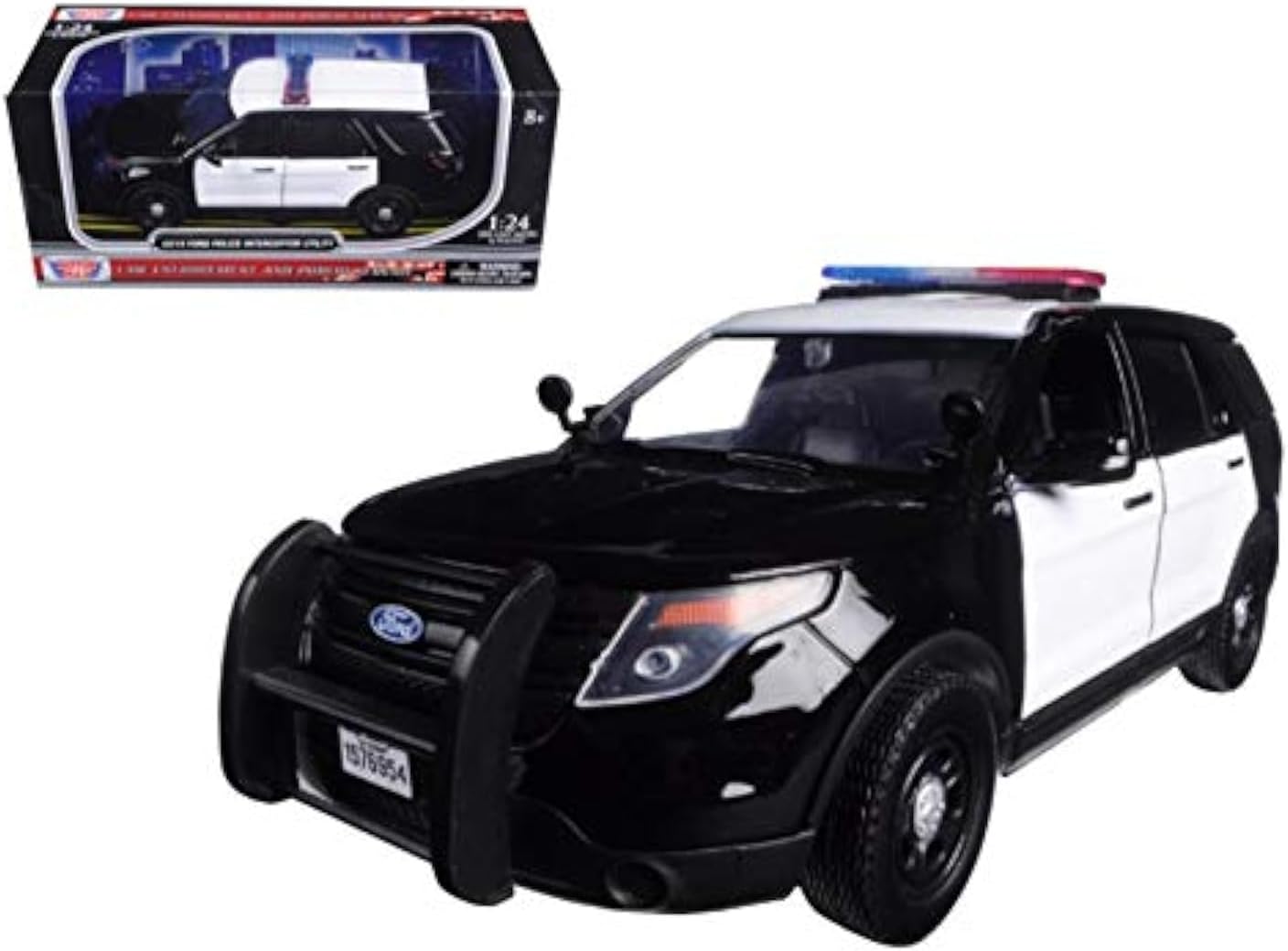 76958 2015 Ford Interceptor Unmarked Police Car Black/White 1/24 Diecast Model Car