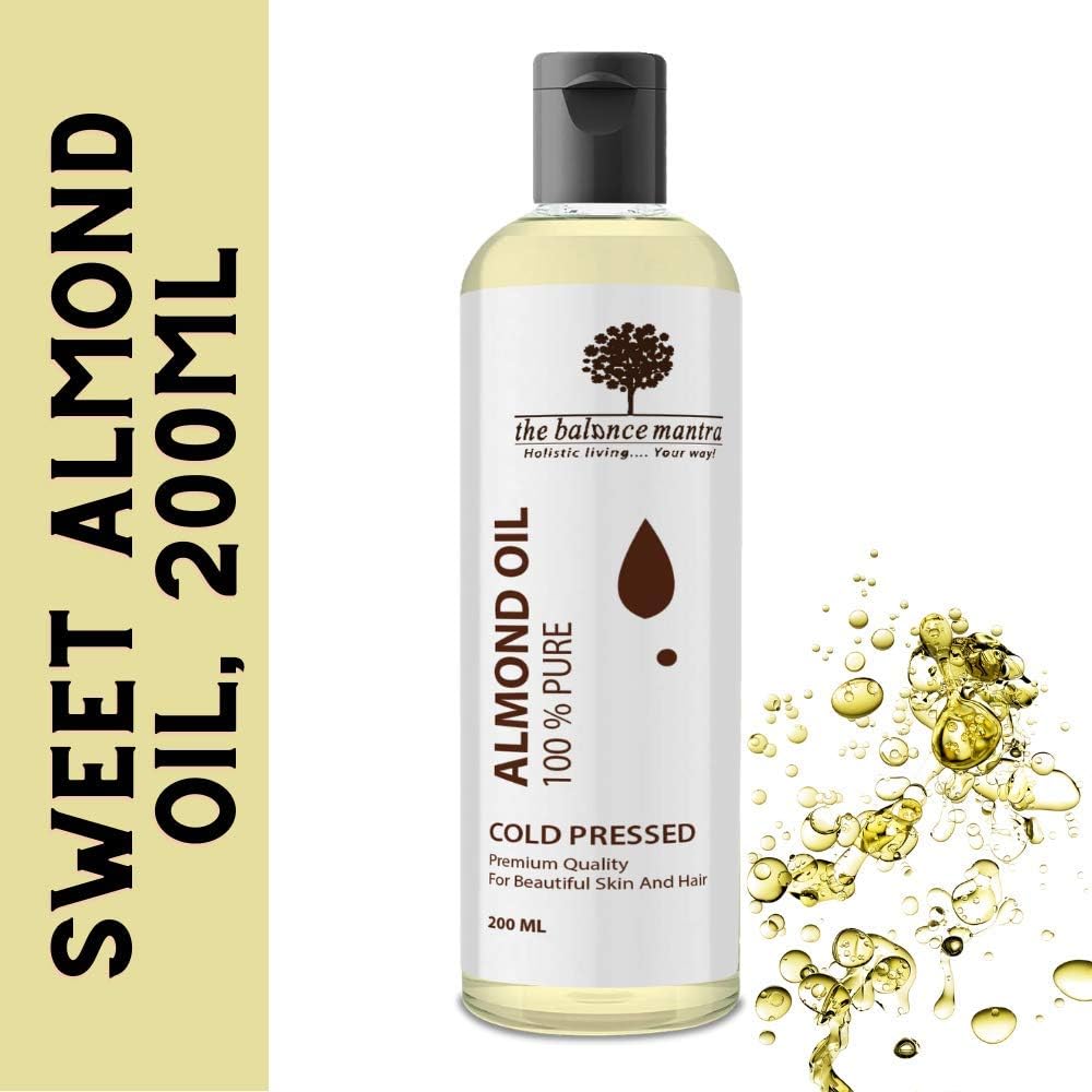 The Balance Mantra 100% Pure, Natural Cold Pressed Sweet Almond Oil for Face, Skin and Hair 200ml