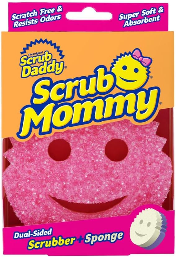 Scrub Mommy Dual-Sided Cleaning Scrubber + Sponge, Scratch-Free Multipurpose Dish Washing & Home Cleaning Sponge Pad, Scrubbing Pad with FlexTexture & Odor-Resistant for Kitchen, House & Outside