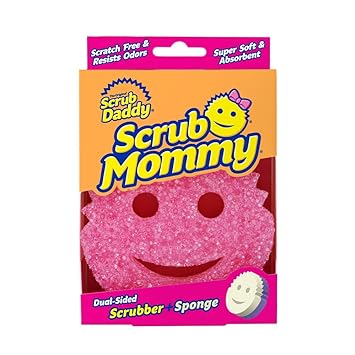 Cif Scrub Mommy Dual-Sided Cleaning Scrubber + Sponge, Scratch-Free Multipurpose Dish Washing & Home Cleaning Sponge Pad, Scrubbing Pad with FlexTexture & Odor-Resistant for Kitchen, House & Outside - image, photos