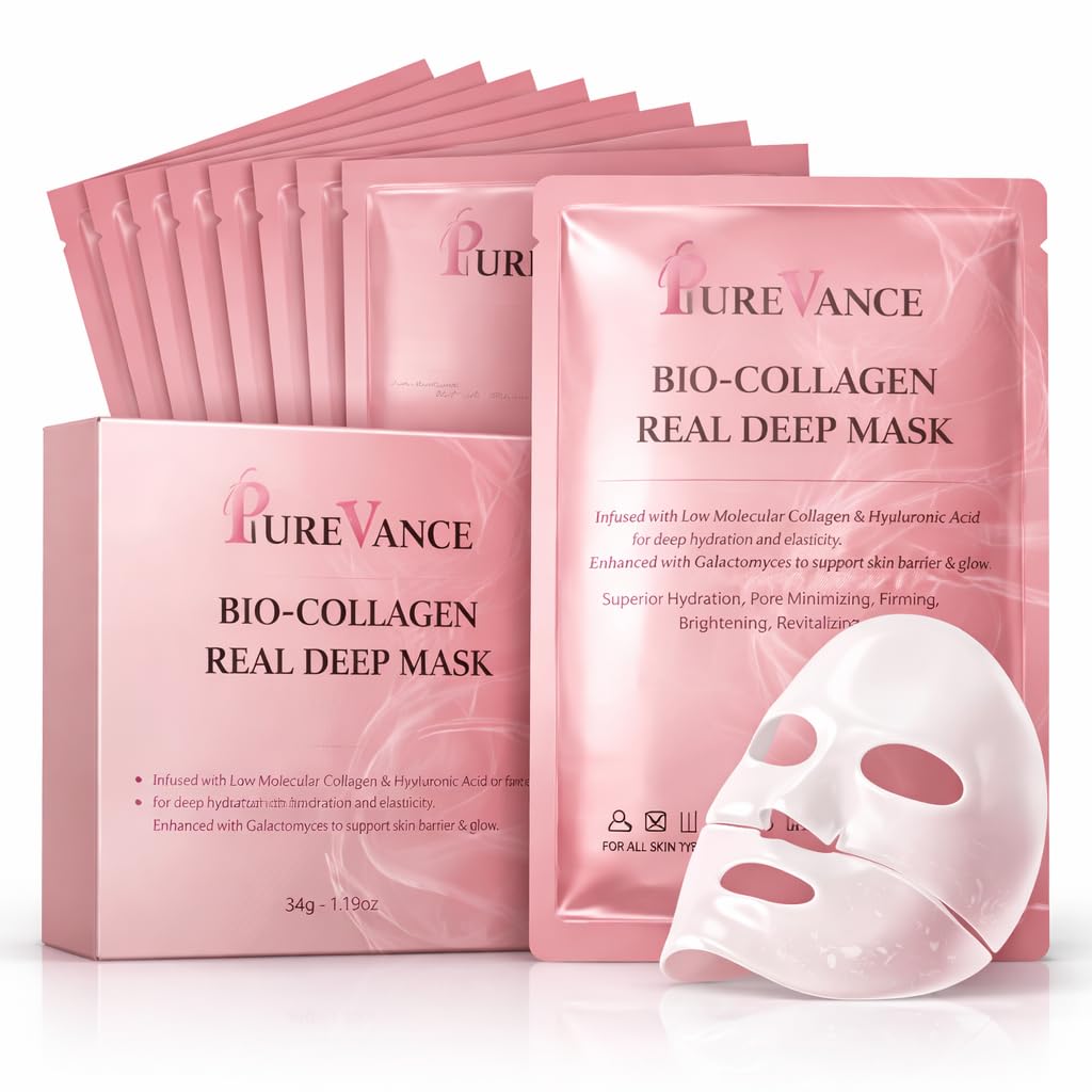 PureVance Bio Collagen Real Deep Hydrogel Face Masks, Pack of 5