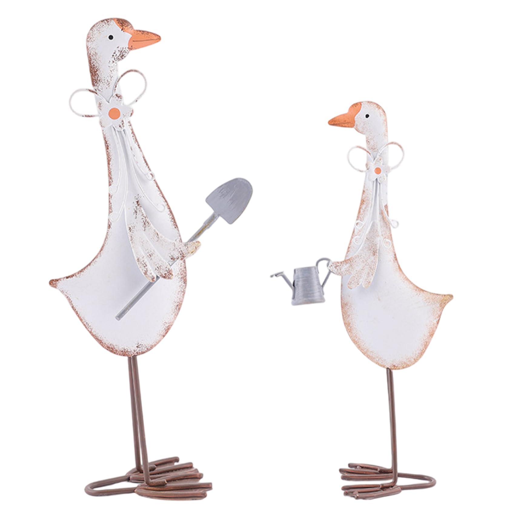 Statues d'oie en fer blanc décoration vintage style brocante chic pour maison et jardin
