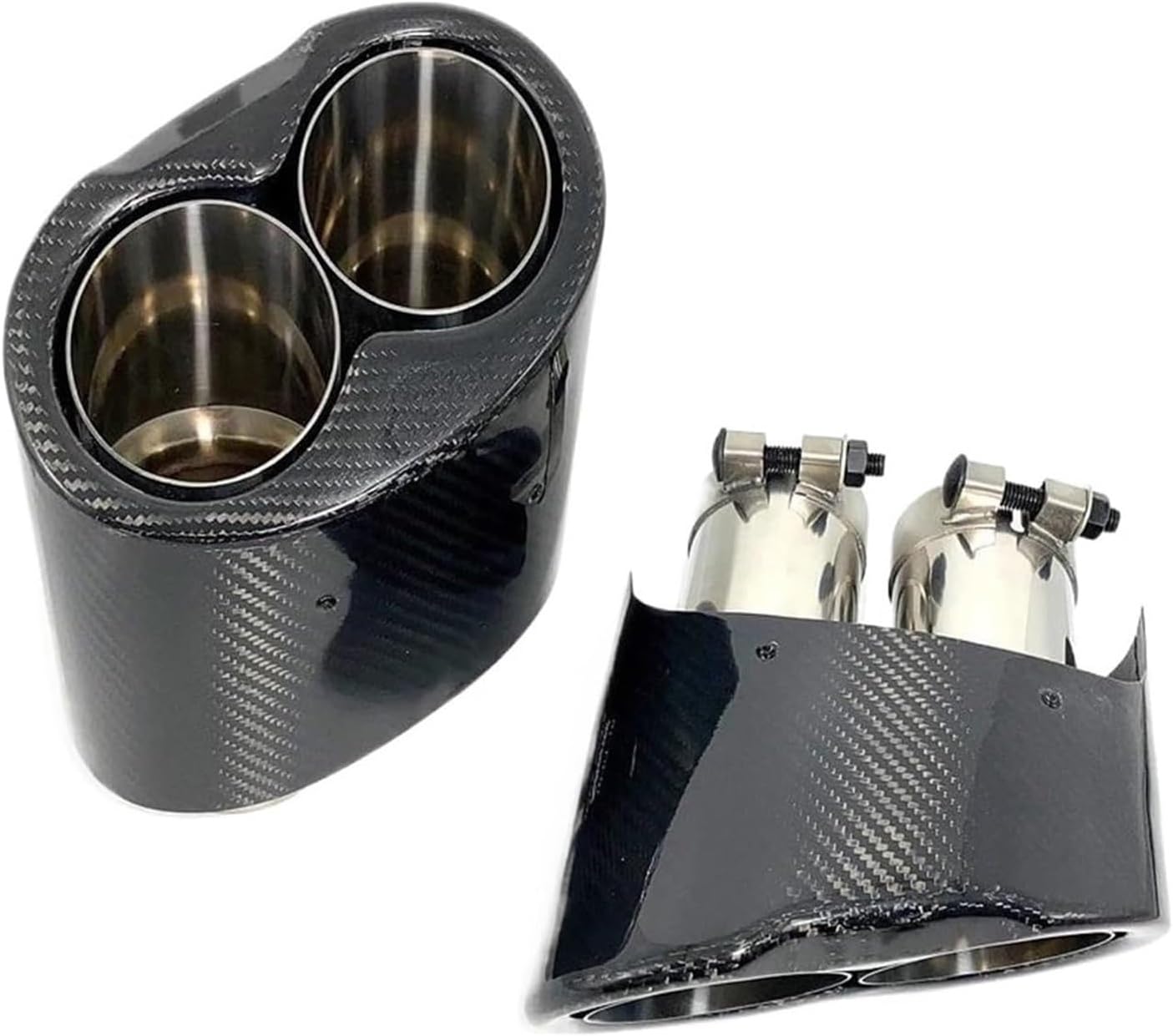 Exhaust Tip Cover Trims for S4 S5 S6 for RS3 RS4 RS5 RS6 RS7 Double Tube Exhaust Tip in 48-80MM Car Universal Nozzles System 1 Pair