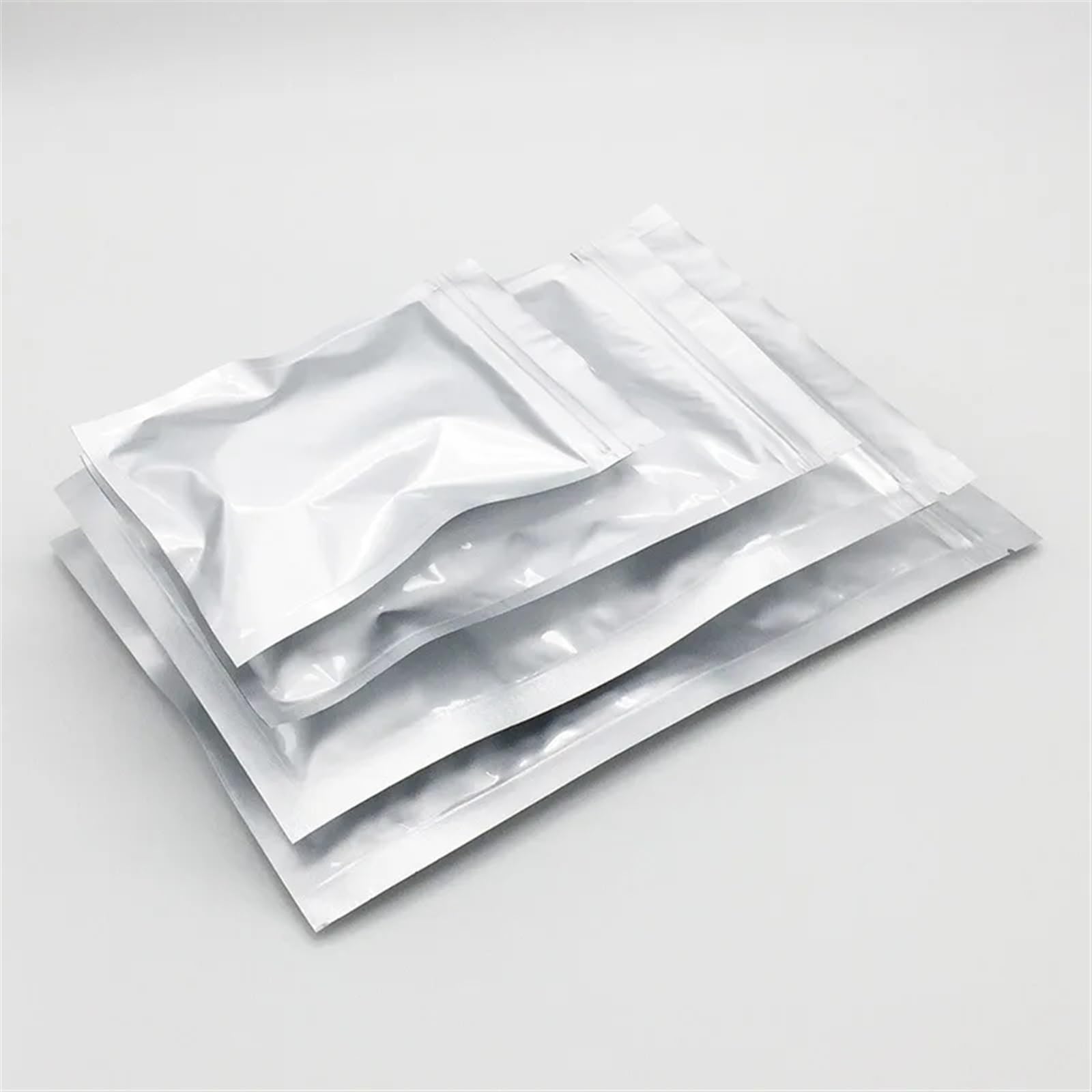 Sacchetti Ziplock, Buste con chiusura lampo in foglio di alluminio piatto spesso, argento, 50/100 pezzi, termosaldabili, dimensioni multiple(Silver 100pcs,20x30cm)